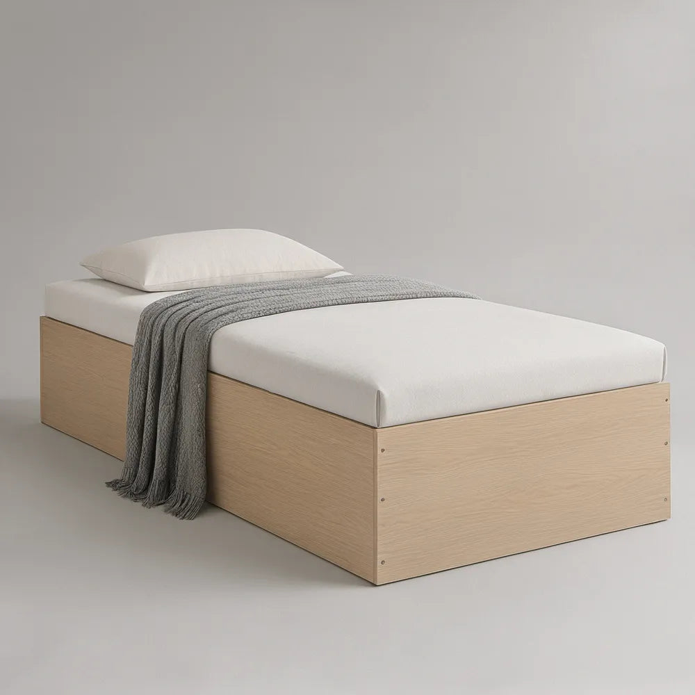 Cama Individual 90 x 190 cm em Aglomerado com Acabamento Melamínico Carvalho Claro