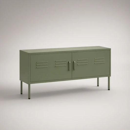 Móvel de TV em Aço Carbono Verde-Azeitona com 2 Portas, 120 x 40 x 65 cm