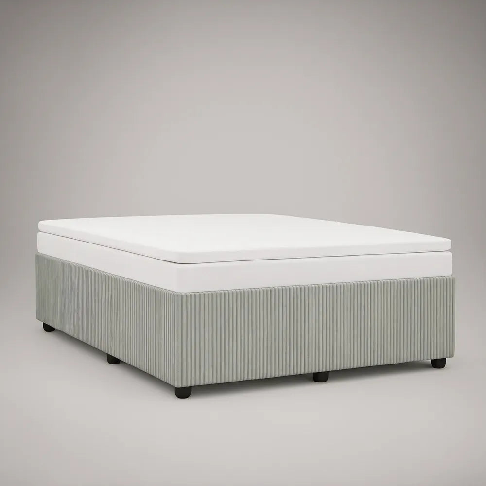 Cama Box de Casal 160 x 200 cm com Colchão, Branco e Cinzento-Claro