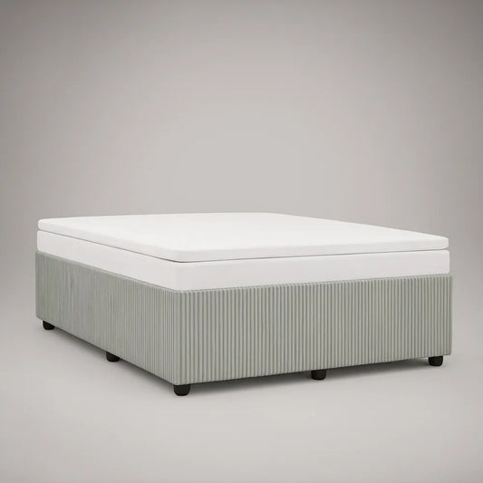 Cama Box de Casal 160 x 200 cm com Colchão, Branco e Cinzento-Claro
