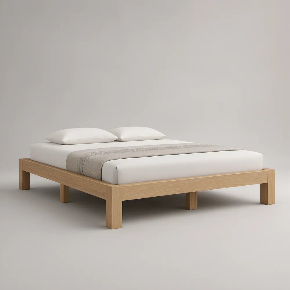 Cama de Casal em Carvalho Maciço Natural 160 x 200 cm