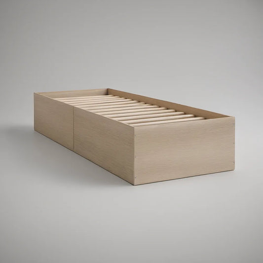 Cama Infantil Baixa com Estrado de Ripas para Colchão 140 x 70 cm, Carvalho Claro