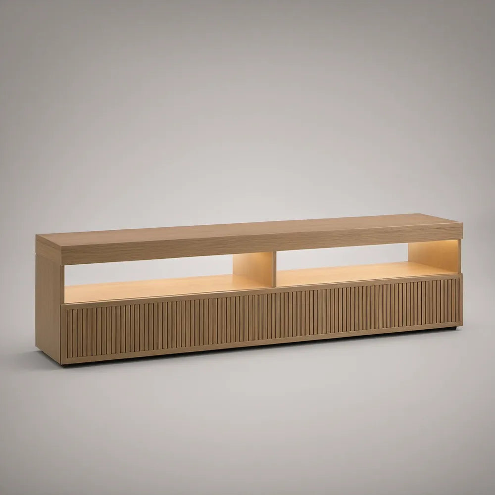 Móvel para TV em MDF com Revestimento Melamínico Carvalho Claro, 180 x 40 x 55 cm
