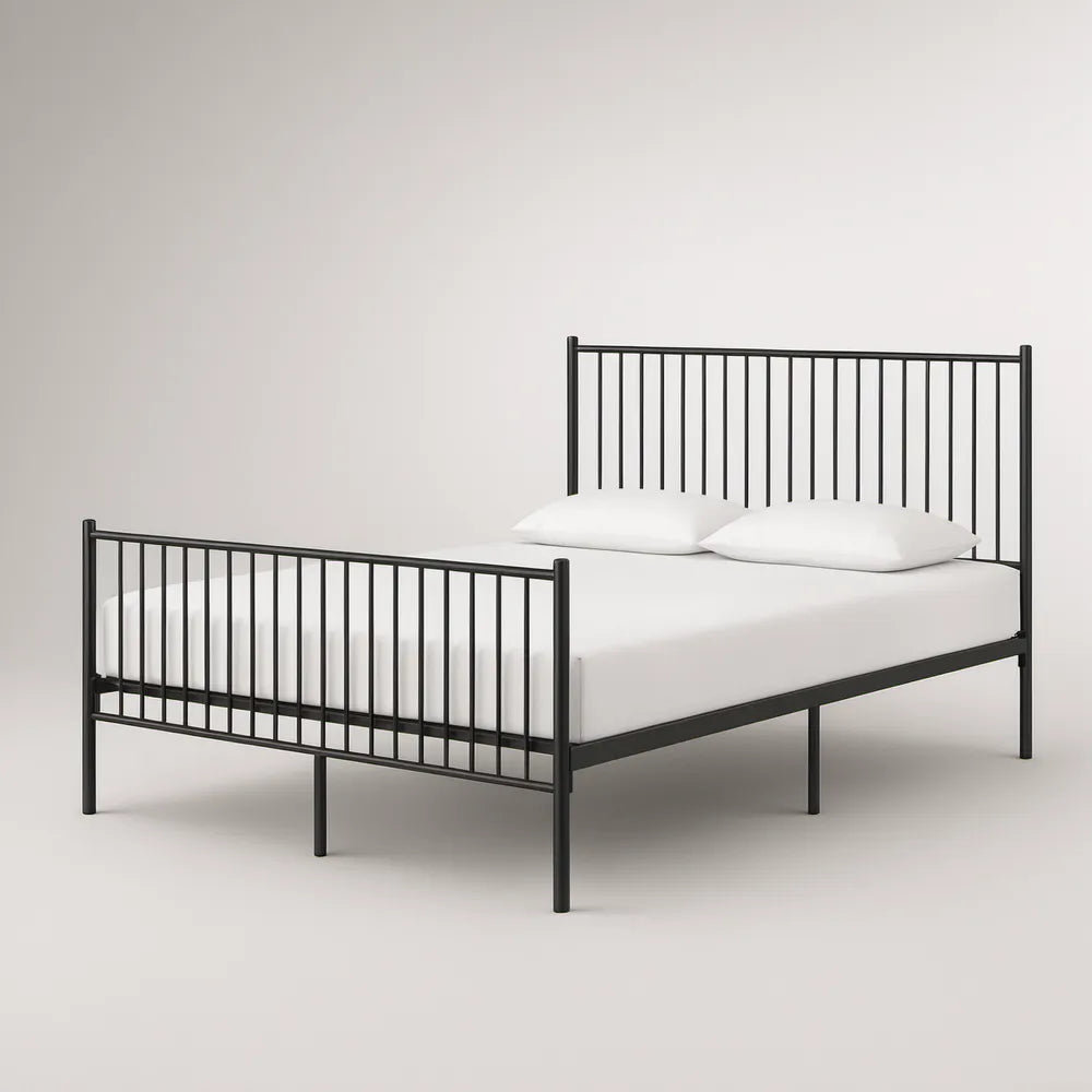 Estrutura de Cama de Casal em Aço Carbono Preto para Colchão 160 x 200 cm