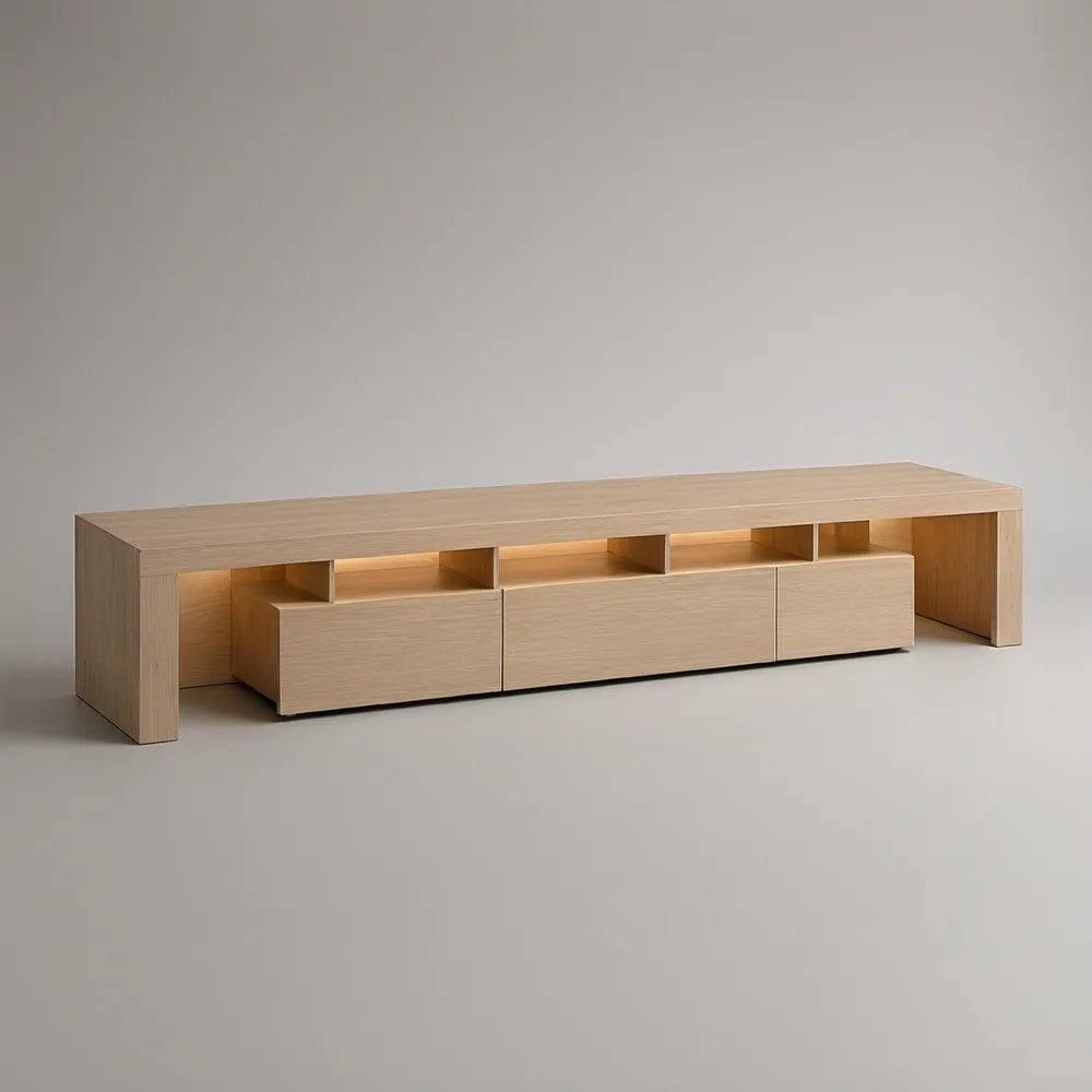 Móvel de TV Retangular em MDF Folheado a Carvalho Natural 200 x 40 x 45 cm