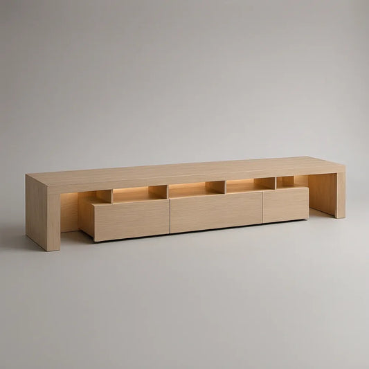 Móvel de TV Retangular em MDF Folheado a Carvalho Natural 200 x 40 x 45 cm